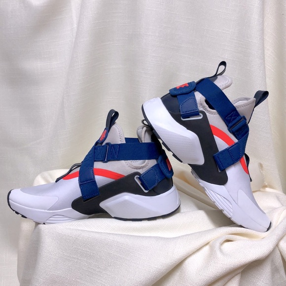 white blue and orange huaraches